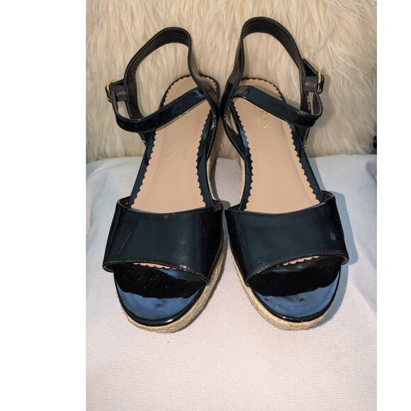 Lauren Ralph Lauren Sz 9B KEARA Shoes Patent Leather Wedge Platform Sandals - Picture 2 of 7